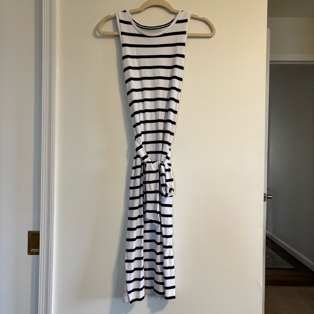 Banana Republic Black and White Striped Midi Dress